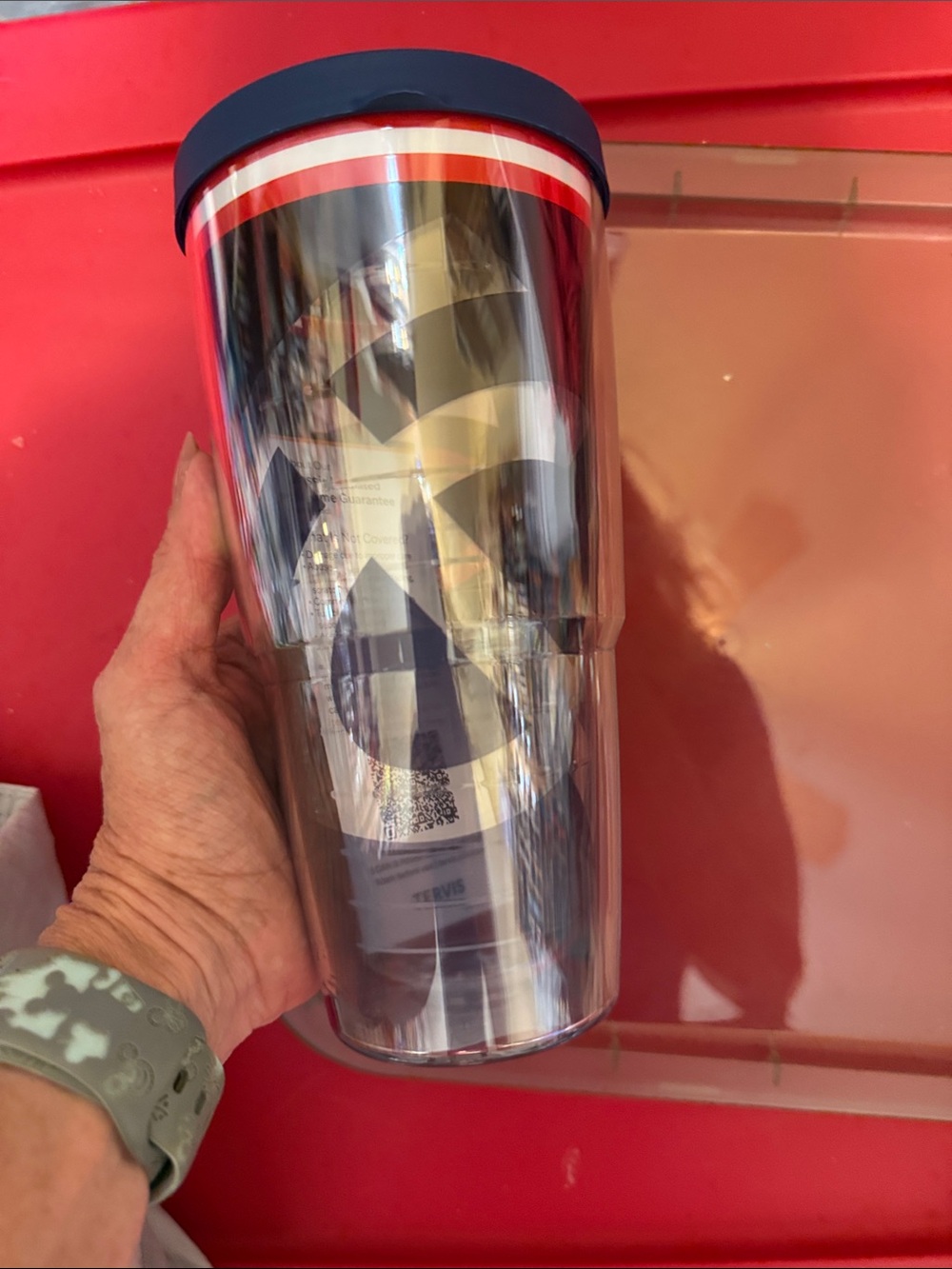 tervis Red, White & Blue Striped Travel Tumbler with Navy Lid